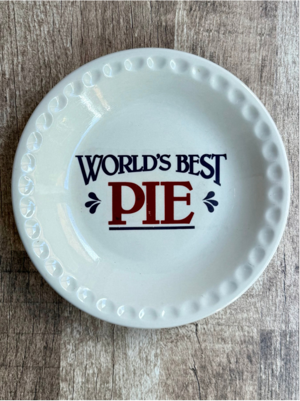 Vintage Mt Clemens Pottery Worlds Best Pie Ceramic Dish 10 Inch